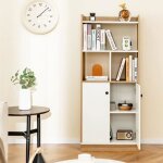 Costway bibliothque autoportante avec armoire  double porte etagre haute  3 niveaux pour salon chambre ...