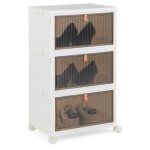 Costway boîte rangement plastique 3 niveaux 360° roulette verrouillable boîte à chaussures avec porte ... Costway boîte rangement plastique 3 niveaux 360° roulette verrouillable boîte à chaussures avec porte ...