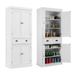 Costway buffet armoire de cuisine - 4 portes tiroir 4 tagres rglables dispositif anti - renversement ...