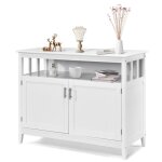 Costway buffet cuisine avec 2 portes 114x51x91 cm meuble de rangement moderne avec tagre rglable pour ...