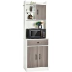 Costway buffet de cuisine meuble cuisine rangement avec 3 portes et 1 niche de rangement passe - cble ...