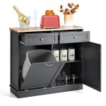 Costway buffet de cuisine avec plateau en caoutchouc 2 tiroirs tagre rglable et placard pour accueillir ...