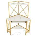 Costway bureau d?angle informatique avec clapier �tag�res et plateau pour clavier prises secteur et ports ...