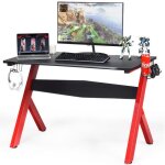 Costway bureau gamer pour e - sport avec porte - gobelettapis de sourissupport pour ecouteurs en fibre ...