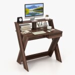 Costway bureau informatique avec rangement et support dcran repose - pieds pour travailler rviser gaming ...