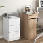 Costway caisson de bureau meuble de rangement avec 3 tiroirs pour feuilles a4 lettredossiers 37 x 34 ...