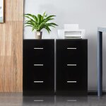 Costway caisson de bureau meuble de rangement avec 3 tiroirs pour feuilles a4 lettredossiers et documents ...