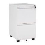 Costway caisson bureau � roulettes avec frein 2 tiroirs verrouillable m�tal dossier suspendu a4 pour ...