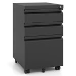 Costway caisson bureau � roulettes avec frein 3 tiroirs m�tal dossier suspendu a4 pour fichier imprimante ...