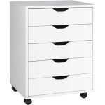 Costway caisson mobile et vertical  roulettes avec 5 tiroirs poigne incurve et 2 roues avec frein ...