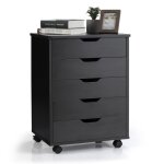 Costway caisson mobile et vertical  roulettes avec 5 tiroirs poigne incurve et 2 roues avec frein ...