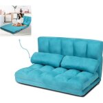 Costway canapé lit / chauffeuse convertible dossier réglable 6 positions 2 coussins tissu aspect suédé ... Costway canapé lit / chauffeuse convertible dossier réglable 6 positions 2 coussins tissu aspect suédé ...