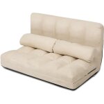 Costway canap� convertible chauffeuse dossier r�glable 6 positions 2 coussins tissu aspect su�d� lavable ...