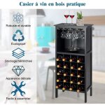 Costway casier  vin multifonctionnel avec 20 emplacements de bouteilles et etagre pour flte  champagne ...