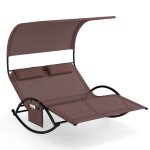 Costway chaise � bascule de jardin 2 places 2 appui - t�tes amovibles chaise longue 2 personnes lit de ...
