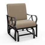 Chaise  bascule de jardin - costway - avec accoudoirs et coussin - charge 150kg - fauteuil dextrieur ...