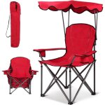 Costway chaise de camping pliante avec pare - soleil porte - gobelet fauteuil de p�che portable charge ...
