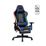 Costway chaise gaming rvb fauteuil gamer clairage led 358 effets en pu avec dossier hauteur et repose ...
