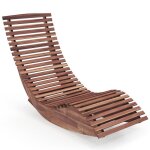 Costway chaise longue � bascule en bois dacacia - certifi� fsc conception � lattes but�es de fond - charge ...