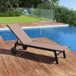 Costway bain de soleil avec roulettes dossier r�glable en 6 positions textil�ne pour piscine terrasse ...
