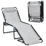 Costway chaise longue pliante avec appuie - tte amovible dossier rglable  4 positions acier antirouille ...
