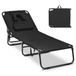 Costway chaise longue pliante rglable  5 positions - appuie - tte et cavit faciale pour terrasse ...