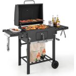 Costway chariot de barbecue charbon de bois extérieurgrille chauffante2 roues - 2 tables latérale - crochets ... Costway chariot de barbecue charbon de bois extérieurgrille chauffante2 roues - 2 tables latérale - crochets ...