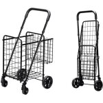 Costway chariot de courses pliable - 4 roues - 2 panier (48l + 10l) en acier - charge max. : 20 kg - ...