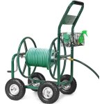 Costway chariot d�vidoir enrouleur tuyau de d?arrosage avec 4 roulettespanier de rangement 17m de tuyau ...