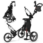 Costway chariot de golf pliable 3 roues - 4 hauteurs réglables - siège hydraulique - porte - parapluie ... Costway chariot de golf pliable 3 roues - 4 hauteurs réglables - siège hydraulique - porte - parapluie ...