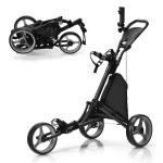 Costway chariot de golf pliable  6 roues sangle elastiqueporte - parasol rglable et porte - gobelet ...