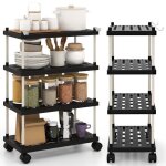Costway chariot de rangement Étroit 4 niveaux - desserte à roulettes - 2 crochets Étagères creuses - ... Costway chariot de rangement Étroit 4 niveaux - desserte à roulettes - 2 crochets Étagères creuses - ...