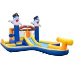 Costway chteau gonflable 7 en 1 - parc toboggan aquatique pour enfants avec piscine et canon  eau jeu ...