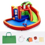 Costway chteau gonflable pour enfants 3 - 10 ans motif de pingouin avec toboggans aquatiquescanon  ...