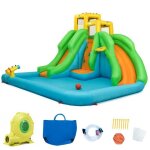 Costway chteau gonflable enfant 5 en 1 avec souffleur 680w toboggan double parc aquatiquemur descalade ...