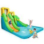 Costway chteau gonflable enfant 5 en 1 avec toboggan double parc aquatiquemur descalade panierpiscinecanon ...