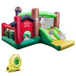 Costway ch�teau gonflable enfant 6 - en - 1 th�me ferme avec soufflerie 680w trampoline double toboggan ...