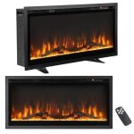Costway chemine lectrique murale autoportante 750w - 1500w led 9 effets de flamme 5 luminosit rglables ...