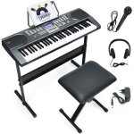 Costway clavier Électrique portable 61 touches avec support réglable stand banc rembourré pliable microphone ... Costway clavier Électrique portable 61 touches avec support réglable stand banc rembourré pliable microphone ...