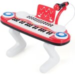 Clavier piano pour enfants  37 touches portable costway - lumire rythmique - microphone - pieds dtachables ...