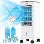 Costway climatiseur mobile 4 en 1 60w - double r�servoir 28l - t�l�commandeecran tactile led - minuterie ...