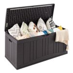 Costway coffre de rangement ext�rieur 300 l en hdpe malle de jardin avec v�rins & couvercle verrouillable ...