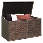 Costway coffre de rangement jardin 335l en rotin pe charge max. 120 kg cadre en acier avec 2 etagres ...