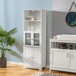 Costway colonne salle de bain avec 4 portes 2 compartiments ouverts armoire salle de bain tagres rglables ...