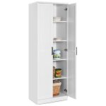 Costway colonne salle de bain armoire haute avec 2 portes 5 tagres pour salon cuisine 59 x 435 x 178cm ...