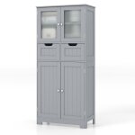 Costway colonne salle de bain armoire haute avec 4 portes 2 tiroirs tagres rglables pour salon cuisine ...