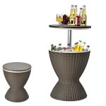 Costway cool bar 30l table basse 2 en 1 avec plateau relevable � 43 x 575 - 82h cm imitation rotin pour ...