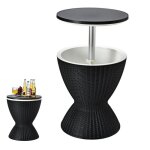 Costway cool bar 30l table basse 2 en 1 avec plateau relevable � 43 x 575 - 82h cm imitation rotin pour ...