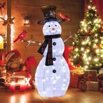 Costway dcoration de nol extrieure bonhomme de neige lumineux 127cm avec 70 lumires led blanc froid ...