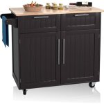 Costway desserte / chariot de cuisine � roulettes - 94x45x945 cm - 2 tiroirs - 2 portes - porte - serviettes ...